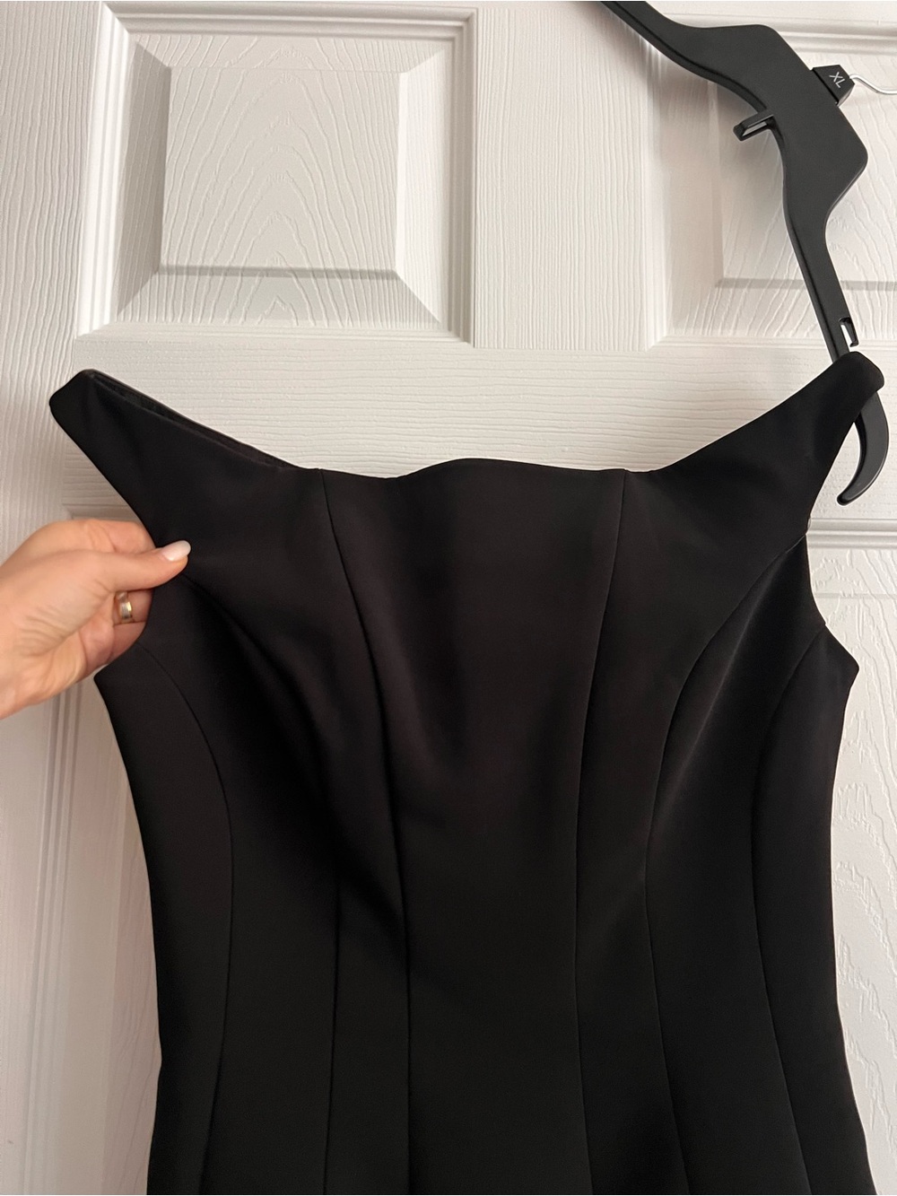 Lovers + Friends Black Off-Shoulder Mini Dress with Cream Tulle Hem - Picture 7 of 8